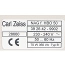Zeiss Mikroskop Netzanschlussgerät für HBO 50 220-240V 392642