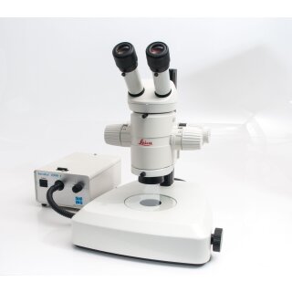 Leica MZ12 stereomicroscope with transmitted light unit and cold light source