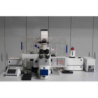 Zeiss Observer.Z1 inverses Fluoreszenzmikroskop mit CO² Inkubator viel Zubehör