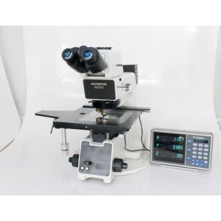 Olympus MX50 BF DF Auflichtmikroskop mit Ergotubus Messtisch 10x 20x Objektiv